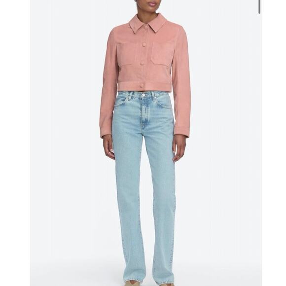 NWT Women’s FRAME Denim The Small Suede Jacket in Flamingo SZ XS - Picture 2 of 9